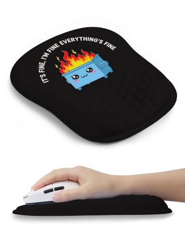 Funny Dumpster on Fire Ergonomic Mouse Pad for Carpal Tunnel Pain Relief, 65% Usable Mouse Area, Memory Foam Concave Wrist Rest for for Office, PC, Gaming - color: 03 Dumpster on Fire