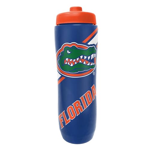 Party Animal NCAA Squeeze Bottle, 32 oz, Florida Gators | Slim, lightweight BPA-free sports water bottle with quick-flow squeeze; fits backpacks & cup holders for kids or adults - style: Florida Gators