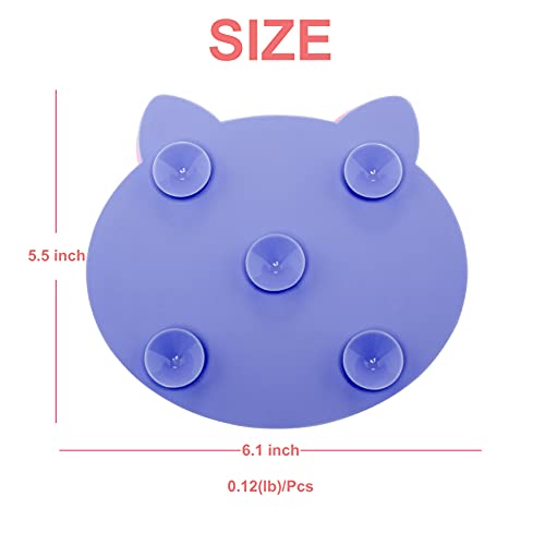 2Pack Makeup Brush Cleaning Mat, Cute Cat Ear Animal Design Silicone Brush Cleaner Pad with Suction Cups (Purple+Green) - color: Purple+Green