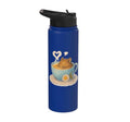 Sleeping Degu Tea Cup Heart Steam Art Stainless Steel Insulated Water Bottle - color: Royal Blue