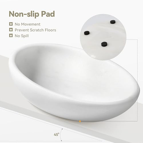 White Cat Bowl, Marble Food and Water Bowl for Cat and Small Dog, Heavyweight 1.5lb Non-Tip Pet Food Dish with Slip-Proof Pad, Premium Stone Feeder for Elegant Home Decor - color: Namib Fantasy