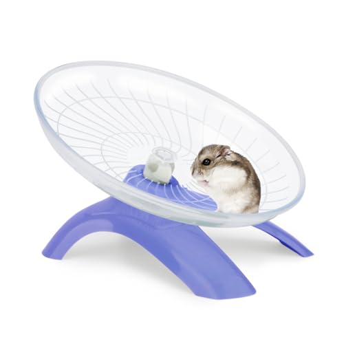 Silent Hamster Exercise Running Wheel Flying Saucer, Purple | Non-slip surface, smooth & quiet spinning, durable plastic, encourages healthy exercise, for dwarf hamsters/mice/gerbils - color: Purple