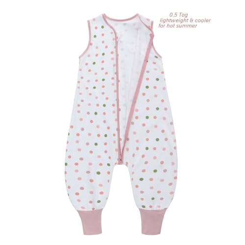 Miracle Baby Sleep Sack with Feet - 0.5 TOG 100% Breathable Cotton Wearable Blanket, Sleeveless Design Sleeping Bag for Baby - color: Dot, size: 6-12 Months(S)