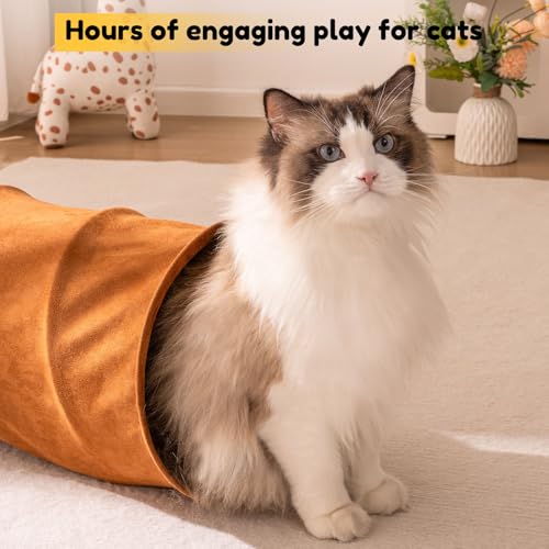 Cat Tunnels for Indoor Cats 3 Way T-Shape Suede Cat Tunnel with Capybara Plush Collapsible Pet Tunnel Tube for Kittens Rabbits Puppies - size: 3 Way Tunnel