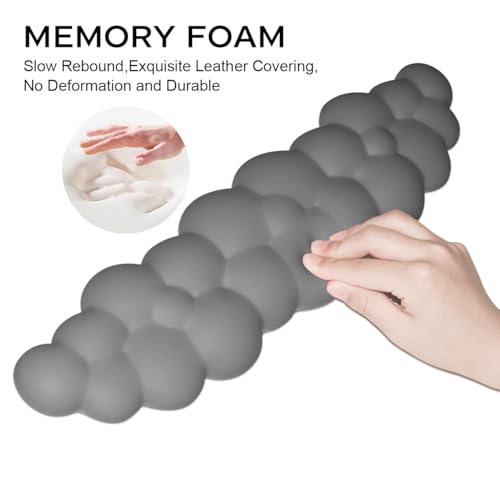 JIKIOU Upgrade Leather Cloud Wrist Rest for Keyboard and Mouse & Cup Pad | Wish Gift-Cute Cloud Shape, Comfortable and don’t Irritate to Skin, Non-Slip PU Base,Soft Memory Foam filled for Pain Relief - color: 08soft Gray