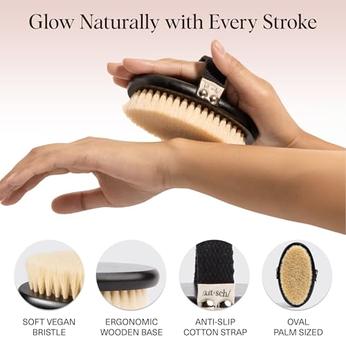 Kitsch Dry Brushing Body Brush for Lymphatic Drainage | Soft Bristles Shower Brush - Dry Brush to Remove Dry Skin and Improves Blood Circulation, Body Scrubber for Glowing Skin