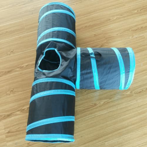 Cat Tunnels, Pet Ferret Rabbit Bunny Tunnels Tubes Subway Habitats, T-Style, DIY Cat Peekaboo Maze House Tent Bed, Kitten Interactive Toy (T Type 3 Way (Straight)) - size: T Type 3 Way (Straight)