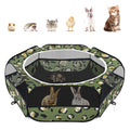 Pawaboo Small Animal Playpen with Zippered Cover, Leopard Print | Portable pop-up pet tent for supervised rabbits, guinea pigs, chicks and kittens; water-resistant bottom and 3 metal rods - color: T-Leopard Print