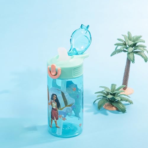 Zak Designs Disney Moana Sage 16oz Leak-Proof Straw Kids Water Bottle | BPA Free, Durable Plastic, Cupholder Friendly, Dishwasher Safe, Easy to Clean, Lid Lock, Handle, For School, Home, Travel - color: Disney Moana (Moana, Maui), size: 16 Ounces
