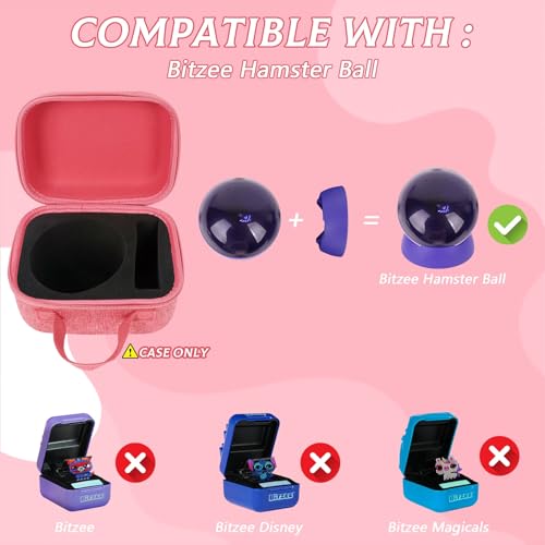 YouKnow Travel Case for Bitzee Hamster Ball Interactive Toy - Shockproof Storage with Custom Foam Insert & Carry Handle, Fits Electronic Pet Toy + Dock (Only Case) (Pink) - color: Pink