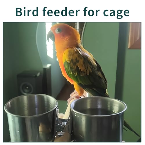 TBWHL Parrot Feeding Cups Hanging Pet Animal Stainless Steel Birdcage Bowls Bird Bowls for Cage Parakeet Birds Cage Accessories Suitable Small and Medium Bird S