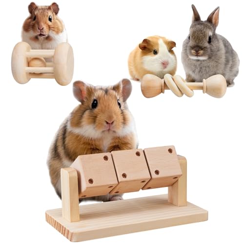 AOWPFVV Wooden Hamster Toys,Safe Rabbit Toys for Guinea Pigs | Small Animals,Chinchillas, Gerbils, Rats, Bunny,Rodents Teeth Care Toys for Cage