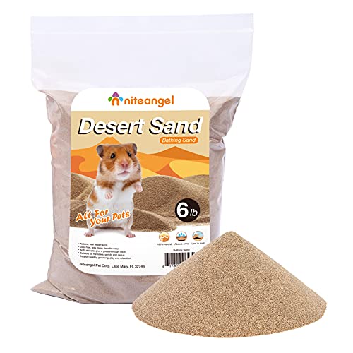 Niteangel Hamster Desert Bath Sand with Sand Bath Scoop| No-Dust Bath or Potty Litter Sand for Hamster Chinchillas Gerbil Mice Degu or Other Small Pets 6lb