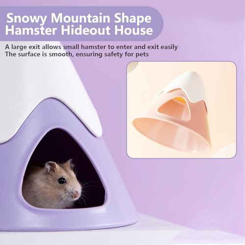 Hamster Hideout, Snowy Mountain Shape Hamster Hide House,Cute Small Animal Habitat Hideaway Hut for Syrian Hamsters, Mice, Gerbils, Rats (Purple) - color: Purple
