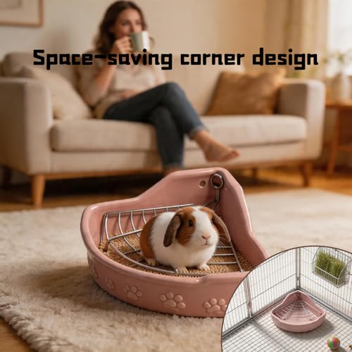 Guinea Pig Potty Box, Guinea Pig Litter Box, Enclosed Small Pet Toilet, Splash Proof & Easy Clean Ceramic Structure, Space Saving Design for Guinea Pigs, Rabbits, Chinchillas