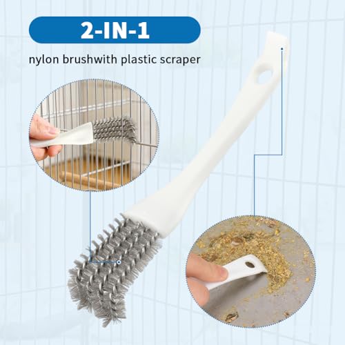Bird Cage Cleaning Brush Kit 4 Pcs, Bird Poop Remover Tools | Multifunctional Small Animal Cage Cleaner for Bird Cages, Rabbit Cages, Hamster Cages, Parrot Cages