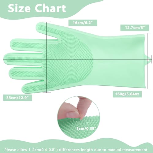 Pet Grooming Gloves—Dog Washing Gloves with High-Density Teeth | Dog Bath Scrubber with Enhanced Five Finger Design, Silicone Gloves for Dogs and Cats Bathing, Massage (Green) - color: Green