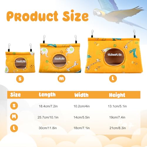 Rypet Bird Bed for Cage Warm Bird Hammock Nest House Large Parrot, Yellow L | Warm Plush Cotton Bird Hut, Side Entry for Access, Dual Hanging Straps, Machine Washable, African Grey Amazon Parrot Fit - color: Yellow, size: Large (Pack of 1)
