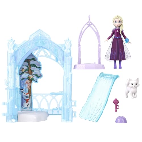 Mattel Disney Frozen Elsa ICY Animal Hideaway Doll & Playset | Elsa Small Doll w/ Removable Skirt, 2 Animal Figures, Slide & Accessories, Storytime Stackers, Inspired by Movie