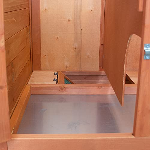 TRIXIE natura Outdoor Rabbit Hutch with Run - Small 2-Story Rabbit Cage with Non-Slip Ramp - Elevated Small Animal House with Secure Playpen, Hinged Roof & Pull-Out Tray - in Natural - style: Single Rabbit Hutch with Run