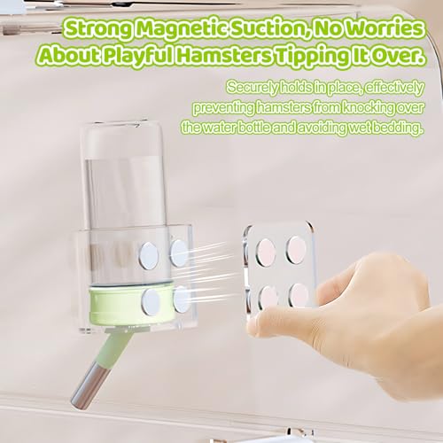 Hamster Water Bottle with Magnetic Stents,Guinea Pig Water Bottle No Drip,Small Animals Water Bottle Dispenser for Glass Tank,for Hamster Guinea Pig Bunnies Ferrets Hedgehog Other Small Pets,4oz