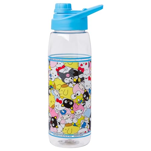 Silver Buffalo Sanrio Hello Kitty and Friends, Water Bottle, 28oz | Keroppi, My Melody, Pochacco, Kuromi, Little Twin Stars, Includes Screw-On Lid, Badtz-Maru, Chococat, Pompompurin - color: Sanrio Character Bunch, size: 28 Ounces