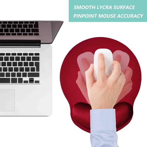 Mouse Pad with Wrist Support, Ergonomic Mouse Pad with Memory Foam Wrist Rest Cushion, Non-Slip Rubber Base Gaming Mice Pad for Home Office Computer Laptop, Red - color: Red