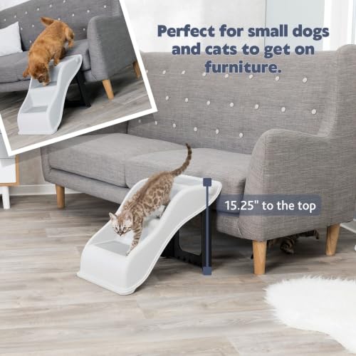 TRIXIE Lightweight 3-Step Pet Stairs, Gray | Collapsible, Non-Slip Rubber Treads, For Beds and Couches, Easy to Store
