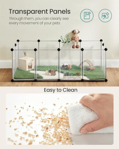 SONGMICS 20 Panels Pet Playpen with Floor, Small Animal Playpen, Pet Fence Indoor, DIY Plastic Enclosure for Guinea Pigs, Bunny, Hamsters, Hedgehogs, 49.2 x 24.8 x 16.5 Inches, White ULPC001W01 - color: White, style: 20 Panels - 49.2"L x 24.8"W x 16.5"H