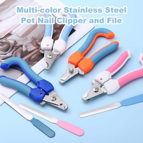 Pet Nail Clipper with Nail File, Pet Nails Clippers and Trimmer with Safety Guard, Professional Grooming Tool for Indoor Small Dog Cat Kitten, (Light Blue/White, 1 Set) - color: Light Blue/White