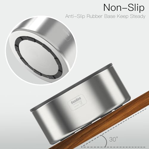 2L Double Layers 304 Stainless Steel Dog Bowl - Insulated & Durable | Non-Slip Base | Easy to Clean | BPA-Free Safe Dog Food and Water Bowl - color: 2L