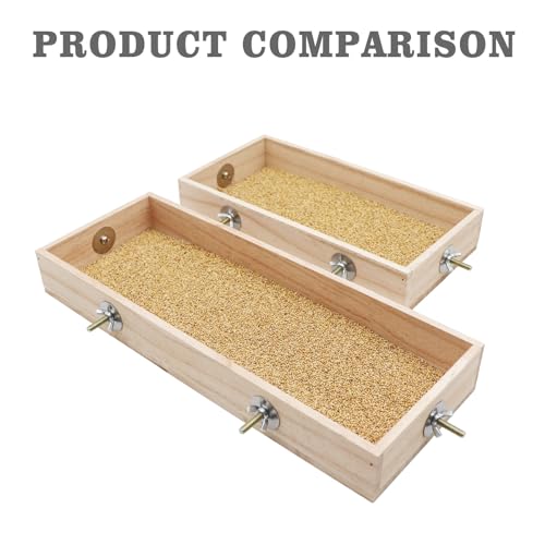 Bird Feeding Cups, Natural Wooden Parrot Perch Stand, Birds Food Dish, Parakeets Feeder Bowl, Cage Accessories for Small Animals Rat Hamster Guinea Pig Chinchillas Budgies Cockatiels Love Birds - size: 15.7 × 5.9 Inch