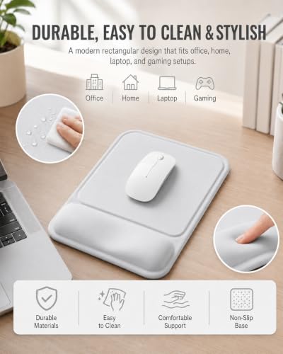 Ergonomic Mouse Pad with Wrist Rest, Gel Mousepad with Soft Wrist Support, Non-Slip PU Base, Smooth Surface Mouse Pad for Wrist Pain Relief, Computer Laptop Office Home & Gaming (Grey) - color: Grey