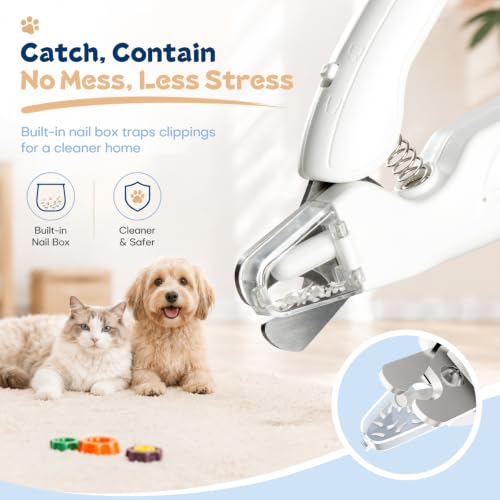 Dog Nail Clippers with Light and Dog Nail Grinder Quiet, Dog Nail Trimmers | 2-in-1 Dog Nail Grinder with Guard,Cat Nail Clipper Trimmer,Silent Professional Pet Nail File Grooming Tool