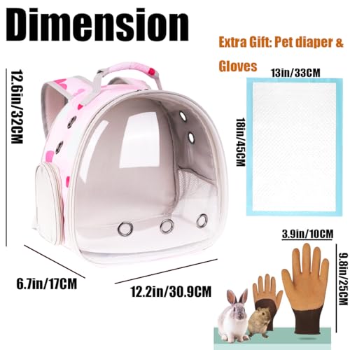 Portable Small Animal Backpack Travel Breathable Pet Carrier Bag Cages for Guinea Pig, Rabbit, Bearded Dragon, Squirrel, Tortoise, Bird, Lizard, Sugar Glider - color: Flower Print