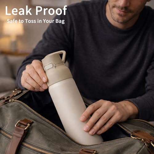 24oz 316L Stainless Steel Insulated Water Bottle | Smooth-flow oval spout, One-hand flip lid, Easy carry handle, Easy to clean, Sweat-proof exterior, Teal - color: Teal