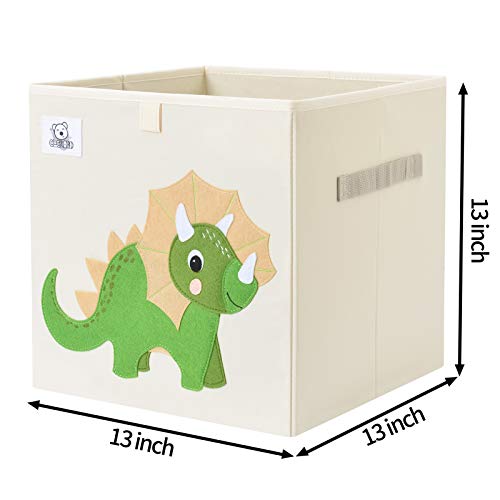 13 Inch Animal Cube Storage Bins, Foldable Fabric Kids Toy Box & Toy Chest | Kids Storage Cubes, Toy Storage Organizer Basket for Toddlers, Boys and Girls, Playroom and Nursery (Triceratops) - color: Triceratops