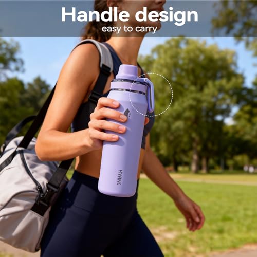 24oz Insulated Water Bottle, Wide Mouth Spout Lid, BPA-Free | Tritan spout lid, BPA free, 18/8 stainless steel body, Cold 24H, hot 12H, Wide mouth fits ice, Fit car cup holder,Purple - color: Purple