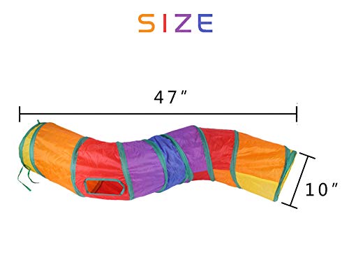 iCAGY Cat Tunnel Toys for Indoor Cats Kittens Rabbits, Pet Toy Play Tunnels | Interactive Crinkle Pop Up Tunnel Toys, Relieve Cat Boredom, Rainbow 47" Shape S - color: Rainbow
