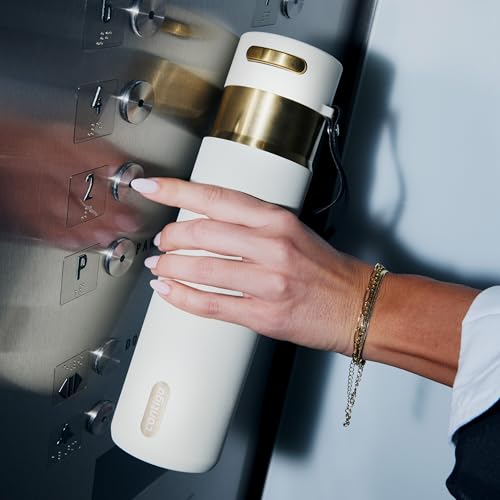 Contigo AutoSeal 24 oz Stainless Steel Vacuum-Insulated Water Bottle with Leakproof Push-Button Spout & Lock, Carry Strap, BPA-Free & Lead-Free, Dishwasher Safe - color: Terra Champagne, size: 24 Ounces