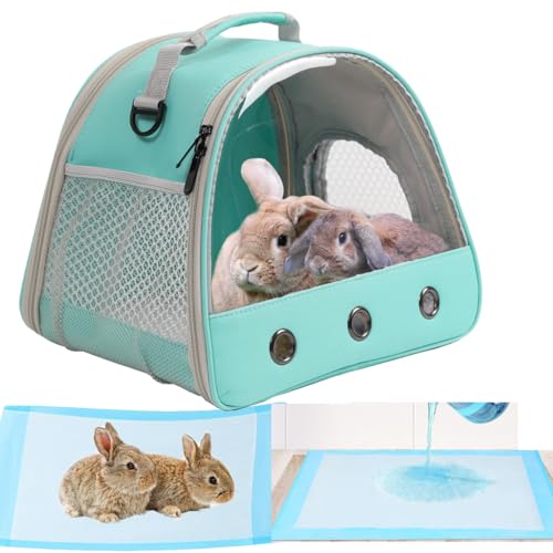 Reptile Travel Carrier Bag with Absorbent Pad Set, Pee Pad with Leak-Proof Quick-Dry Design for Guinea Pig,Portable Bearded Dragon Bag for Sugar Glider,Hedgehog,Rat,Bunny,Rat,Outdoor Used - color: Green