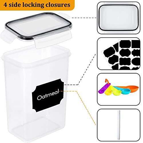 8pc Clear Airtight Canisters with Lids, Kitchen Dry Pantry Storage | 8pk clear airtight containers lock moisture out. Stackable plastic organizers for all your kitchen pantry dry foods - size: 8 pcs(14L)