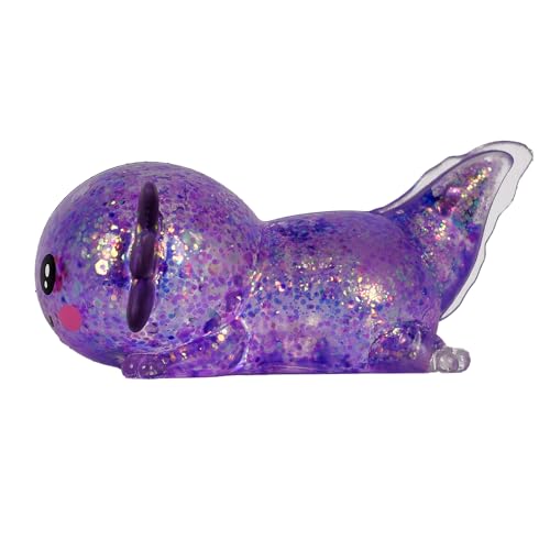 3.94 in Purple Glitter Crawling Axolotl Squishy Slow Rising | Soft TPR, Floating Glitter, squeeze toy, busy hands, stress relief, focus support, home, class, travel, kids and adults - color: Purple