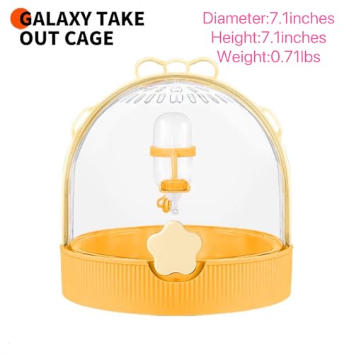 TUTU&LELE Travel Cage for Dwarf Hamster Mice Small Pets Hand Crossbody Carrier with Warm Plush Pad & Water Bottle (Yellow) - color: Yellow