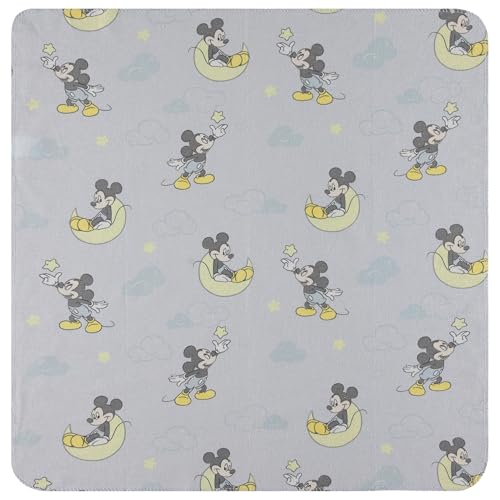 Disney Baby 4-Pack Receiving Blankets — 100% Cotton Flannel, 28" x 28" — Available in Mickey, Minnie, Pooh, Stitch or Angel — Soft Swaddle, Burp & Stroller Blankets — Gift-Ready with Ribbon Bow - color: Mickey Mouse Sleepy Sky