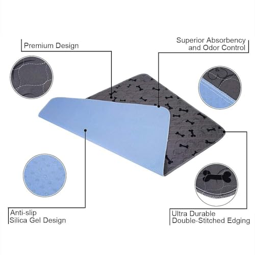 Washable Dog Pee Pads with Free Grooming Gloves,Non Slip Dog Mats with Great Urine Absorption,Reusable Puppy Pee Pads for Whelping,Potty,Training,Playpen - size: 36x60 Inch (Pack of 2)