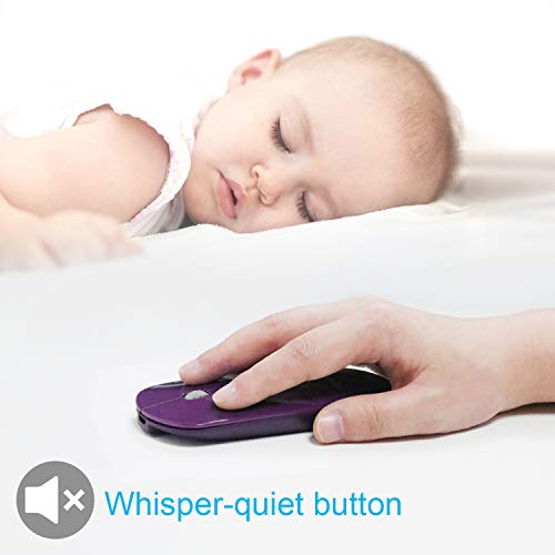 FENIFOX Bluetooth Mouse Slim, Whisper-Quiet Mini Flat Portable Mobile Mice Rechargeable Compatible with Laptop,PC,Android Windows Tablet - Deep Purple | Flat, Portable, Whisper Quiet, 3 Buttons Design , 2400 DPI Precision for iPad Laptop MacBook Tablet iP