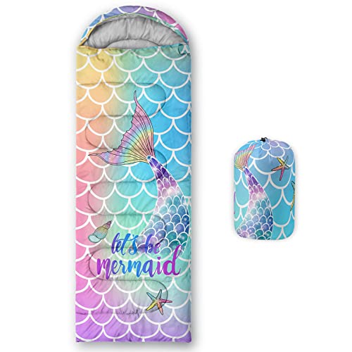 QOOMO Camping Sleeping Bags,3 Season Warm & Cool Weather,Lightweight,Waterproof Sleeping Bags for Adults & Kids,Traveling,and Outdoors,Camping Gear Equipment - color: Mermaid 5