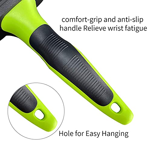 Pet Grooming Brush for Dogs and Cats, Self-Cleaning Undercoat Deshedding Tool, Effectively Reduces Shedding by Up to 95%, Long or Short Hair Remover for Grooming, Green, Hair Brush | Effectively,Reduces Shedding by Up to 95%,Curved Blade,Self-Cleaning,Lon