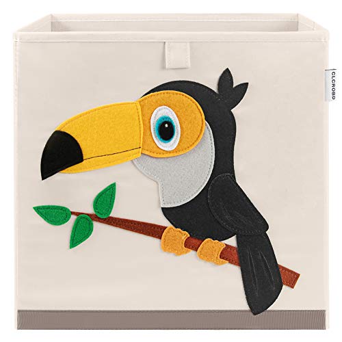 13 Inch Animal Cube Storage Bins, Foldable Fabric Kids Toy Box & Toy Chest | Kids Storage Cubes, Toy Storage Organizer Basket for Toddlers, Boys and Girls, Playroom and Nursery (Toucan) - color: Toucan